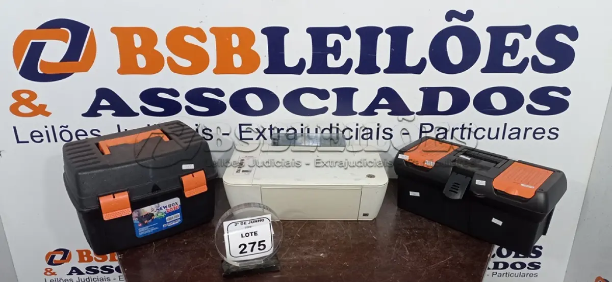 LOTE 275 - 01 IMPRESSORA MODELO 2546 MARCA HP E 02 MALETAS PARA FERRAMENTAS. (NO ESTADO) ATENÇÃO! FAZER A VISITAÇÃO ANTES DE ARREMATAR, NÃO SABEMOS SE FUNCIONA, LEILÃO NÃO TEM GARANTIA E NEM DEVOLUÇÃO, SUJEITO A POSSÍVEIS AVARIAS VISÍVEIS/OCULTAS E/OU AUSÊNCIA DE COMPONENTES.