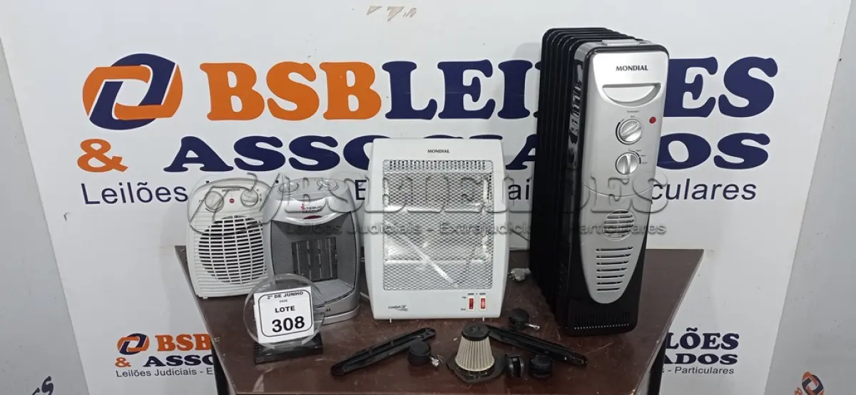 LOTE 308 - 04 AQUECEDORES DE MODELOS DIVERSOS MARCA MONDIAL. (NO ESTADO) ATENÇÃO! FAZER A VISITAÇÃO ANTES DE ARREMATAR, NÃO SABEMOS SE FUNCIONA, LEILÃO NÃO TEM GARANTIA E NEM DEVOLUÇÃO, SUJEITO A POSSÍVEIS AVARIAS VISÍVEIS/OCULTAS E/OU AUSÊNCIA DE COMPONENTES.