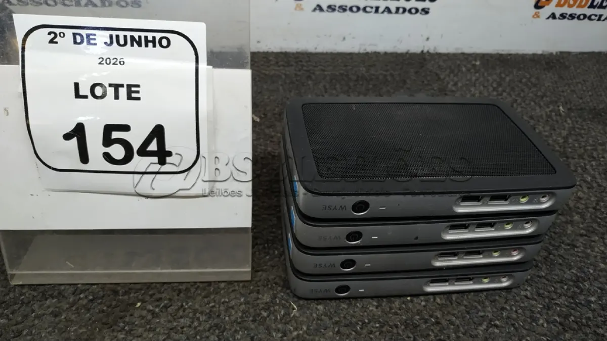 LOTE 154 - 04 MINIS DESKTOP WYSE MARCA DELL. (NO ESTADO) ATENÇÃO! FAZER A VISITAÇÃO ANTES DE ARREMATAR, NÃO SABEMOS SE FUNCIONA, LEILÃO NÃO TEM GARANTIA E NEM DEVOLUÇÃO, SUJEITO A POSSÍVEIS AVARIAS VISÍVEIS/OCULTAS E/OU AUSÊNCIA DE COMPONENTES.