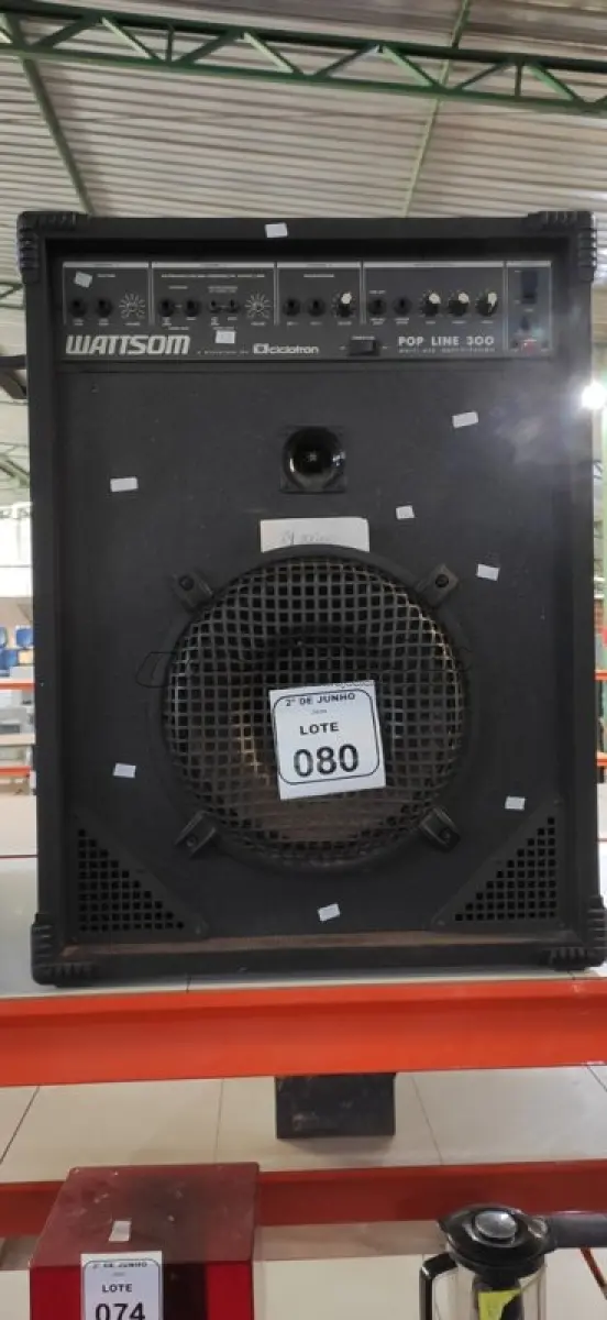 LOTE 080 - 01 CAIXA DE SOM AMPLIFICADORA MARCA CICLOTRON. (NO ESTADO) ATENÇÃO! FAZER A VISITAÇÃO ANTES DE ARREMATAR, NÃO SABEMOS SE FUNCIONA, LEILÃO NÃO TEM GARANTIA E NEM DEVOLUÇÃO, SUJEITO A POSSÍVEIS AVARIAS VISÍVEIS/OCULTAS E/OU AUSÊNCIA DE COMPONENTES.