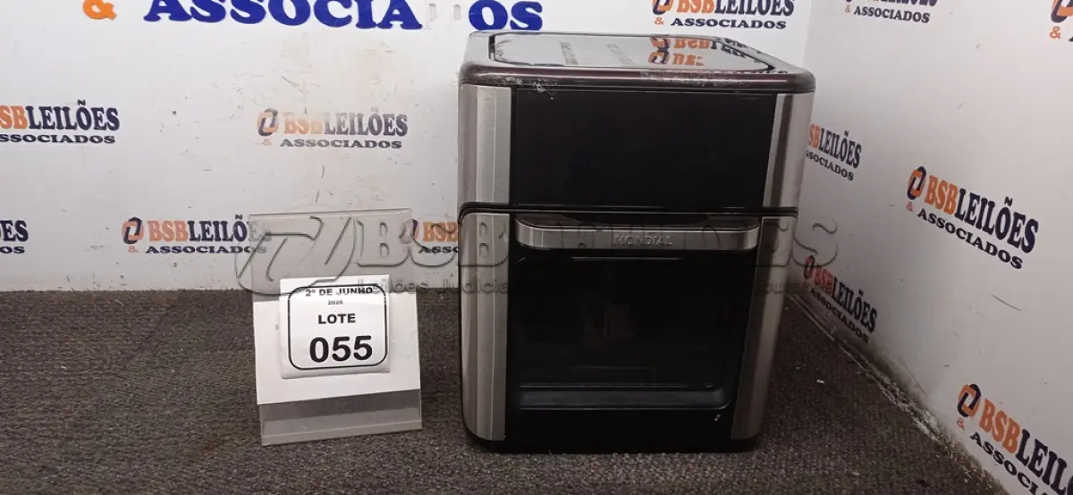 LOTE 055 - 01 AIR FRYER/FORNO 12L 220V MARCA MONDIAL. (NO ESTADO) ATENÇÃO! FAZER A VISITAÇÃO ANTES DE ARREMATAR, NÃO SABEMOS SE FUNCIONA, LEILÃO NÃO TEM GARANTIA E NEM DEVOLUÇÃO, SUJEITO A POSSÍVEIS AVARIAS VISÍVEIS/OCULTAS E/OU AUSÊNCIA DE COMPONENTES.