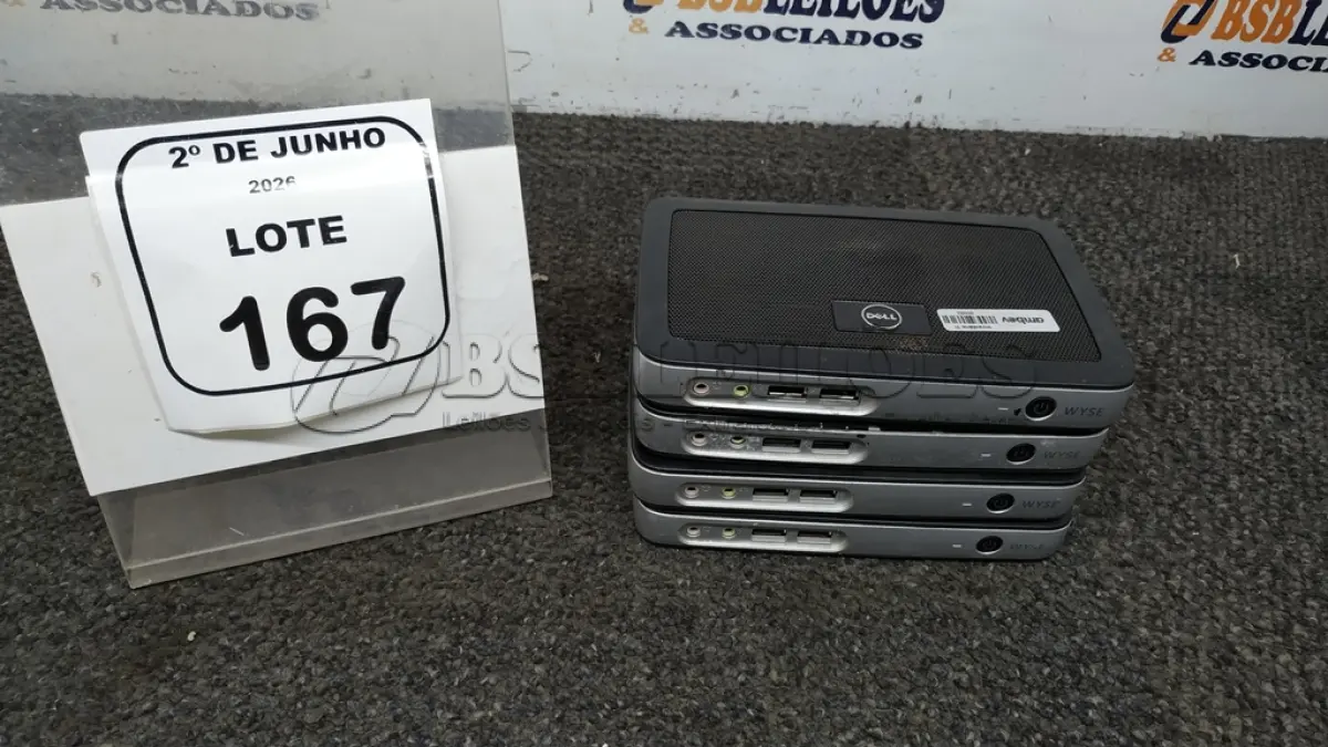 LOTE 167 - 04 MINIS DESKTOP WYSE MARCA DELL. (NO ESTADO) ATENÇÃO! FAZER A VISITAÇÃO ANTES DE ARREMATAR, NÃO SABEMOS SE FUNCIONA, LEILÃO NÃO TEM GARANTIA E NEM DEVOLUÇÃO, SUJEITO A POSSÍVEIS AVARIAS VISÍVEIS/OCULTAS E/OU AUSÊNCIA DE COMPONENTES.