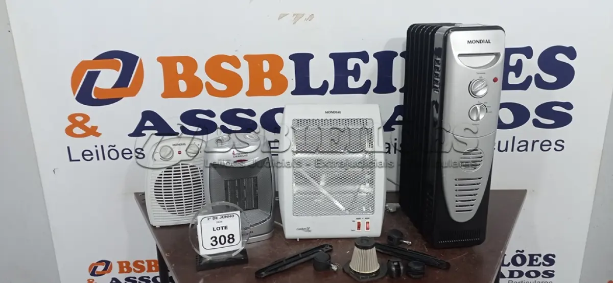 LOTE 308 - 04 AQUECEDORES DE MODELOS DIVERSOS MARCA MONDIAL. (NO ESTADO) ATENÇÃO! FAZER A VISITAÇÃO ANTES DE ARREMATAR, NÃO SABEMOS SE FUNCIONA, LEILÃO NÃO TEM GARANTIA E NEM DEVOLUÇÃO, SUJEITO A POSSÍVEIS AVARIAS VISÍVEIS/OCULTAS E/OU AUSÊNCIA DE COMPONENTES.