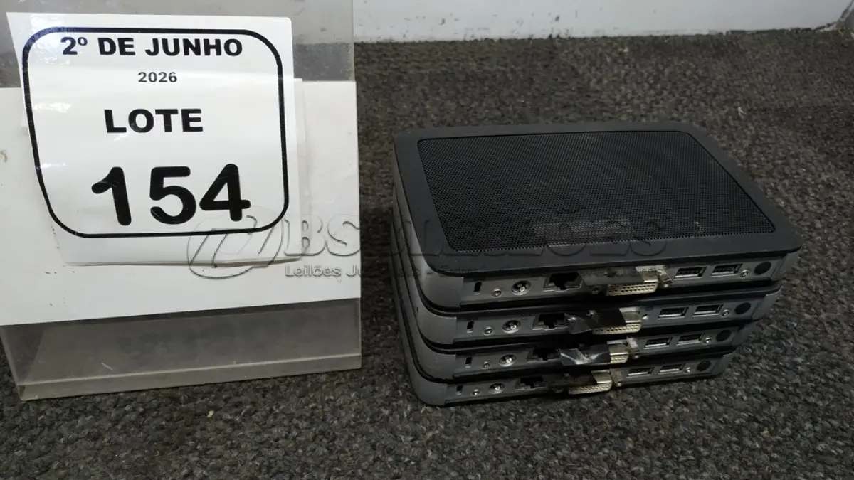 LOTE 154 - 04 MINIS DESKTOP WYSE MARCA DELL. (NO ESTADO) ATENÇÃO! FAZER A VISITAÇÃO ANTES DE ARREMATAR, NÃO SABEMOS SE FUNCIONA, LEILÃO NÃO TEM GARANTIA E NEM DEVOLUÇÃO, SUJEITO A POSSÍVEIS AVARIAS VISÍVEIS/OCULTAS E/OU AUSÊNCIA DE COMPONENTES.