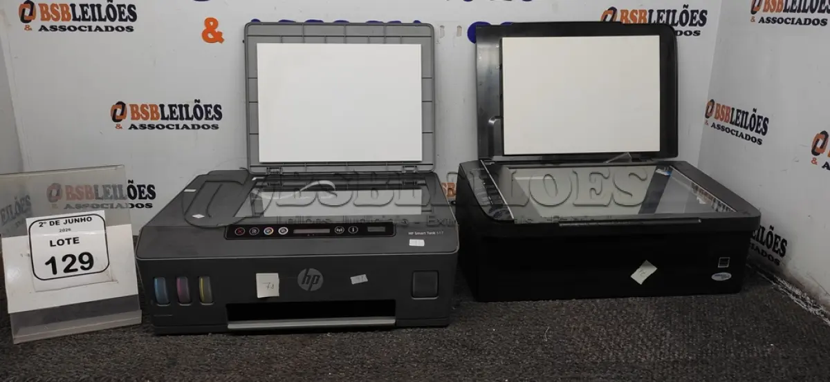 LOTE 129 - 01 IMPRESSORA MODELO SMART TANK 517 MARCA HP E 01 IMPRESSORA MODELO TX115 MARCA EPSON. (NO ESTADO) ATENÇÃO! FAZER A VISITAÇÃO ANTES DE ARREMATAR, NÃO SABEMOS SE FUNCIONA, LEILÃO NÃO TEM GARANTIA E NEM DEVOLUÇÃO, SUJEITO A POSSÍVEIS AVARIAS VISÍVEIS/OCULTAS E/OU AUSÊNCIA DE COMPONENTES.
