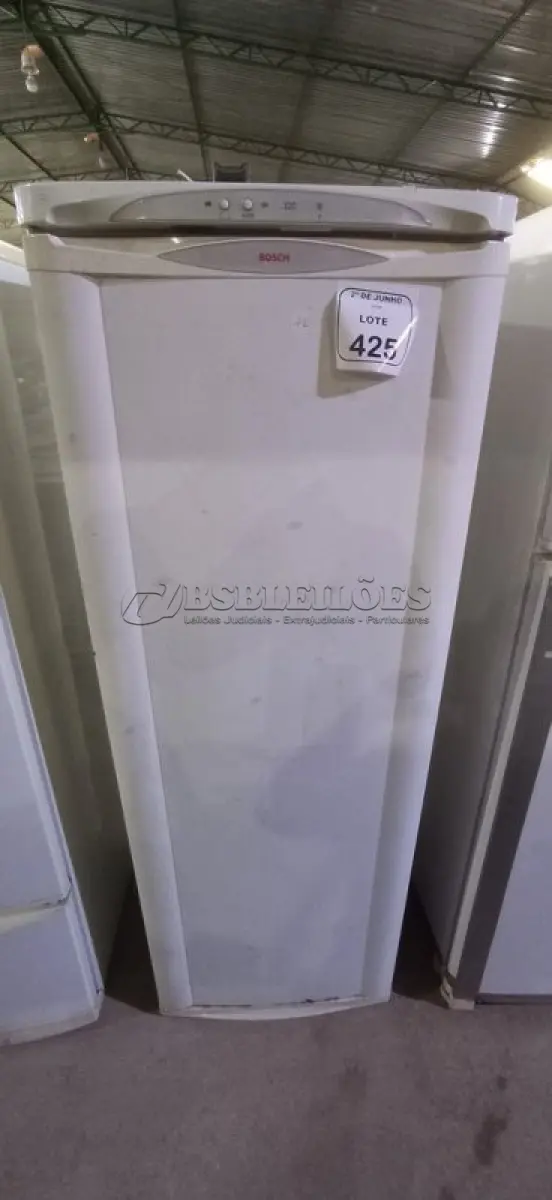 LOTE 425 - 01 FREEZER 230L 110V MARCA BOSCH. (NO ESTADO) ATENÇÃO! FAZER A VISITAÇÃO ANTES DE ARREMATAR, NÃO SABEMOS SE FUNCIONA, LEILÃO NÃO TEM GARANTIA E NEM DEVOLUÇÃO, SUJEITO A POSSÍVEIS AVARIAS VISÍVEIS/OCULTAS E/OU AUSÊNCIA DE COMPONENTES.