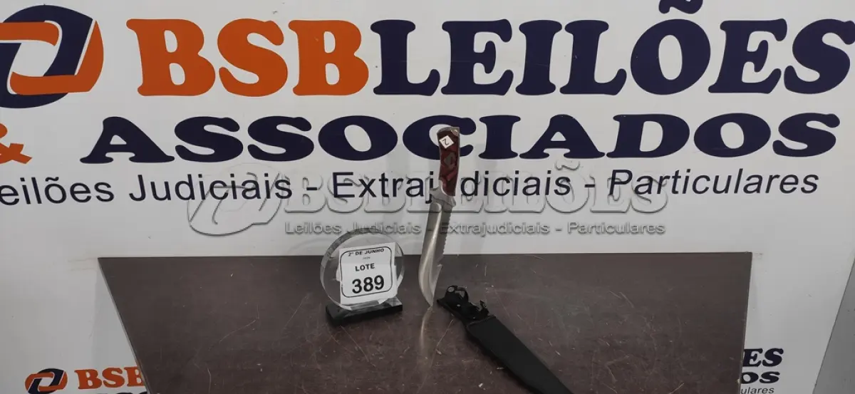 LOTE 389 - 01 FACA EM AÇO INOX 36CM CABO DE MADEIRA E BAINHA EM NYLON (NOVO). (NO ESTADO) ATENÇÃO! FAZER A VISITAÇÃO ANTES DE ARREMATAR, NÃO SABEMOS SE FUNCIONA, LEILÃO NÃO TEM GARANTIA E NEM DEVOLUÇÃO, SUJEITO A POSSÍVEIS AVARIAS VISÍVEIS/OCULTAS E/OU AUSÊNCIA DE COMPONENTES.