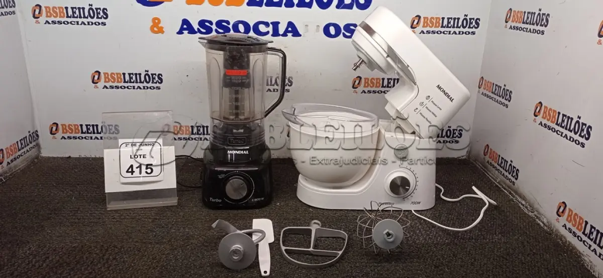 LOTE 415 - 01 BATEDEIRA PLANETÁRIA 220V MARCA MONDIAL E 01 LIQUDIFICADOR220V MARCA MONDIAL. (NO ESTADO) ATENÇÃO! FAZER A VISITAÇÃO ANTES DE ARREMATAR, NÃO SABEMOS SE FUNCIONA, LEILÃO NÃO TEM GARANTIA E NEM DEVOLUÇÃO, SUJEITO A POSSÍVEIS AVARIAS VISÍVEIS/OCULTAS E/OU AUSÊNCIA DE COMPONENTES.