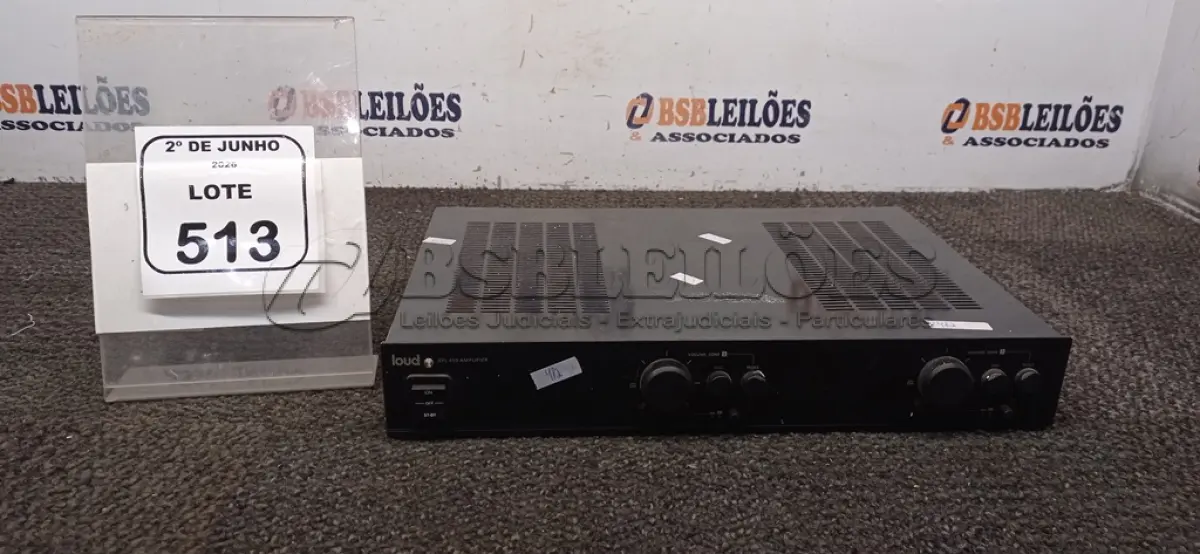 LOTE 513 - 01 AMPLIFICADOR DE ÁUDIO MODELO APL 450 MARCA LOUD. (NO ESTADO) ATENÇÃO! FAZER A VISITAÇÃO ANTES DE ARREMATAR, NÃO SABEMOS SE FUNCIONA, LEILÃO NÃO TEM GARANTIA E NEM DEVOLUÇÃO, SUJEITO A POSSÍVEIS AVARIAS VISÍVEIS/OCULTAS E/OU AUSÊNCIA DE COMPONENTES.