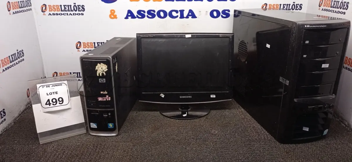 LOTE 499 - 01 CPU MARCA HP, 01 CPU MARCA OEM E 01 MONITOR MARCA SAMSUNG. (NO ESTADO) ATENÇÃO! FAZER A VISITAÇÃO ANTES DE ARREMATAR, NÃO SABEMOS SE FUNCIONA, LEILÃO NÃO TEM GARANTIA E NEM DEVOLUÇÃO, SUJEITO A POSSÍVEIS AVARIAS VISÍVEIS/OCULTAS E/OU AUSÊNCIA DE COMPONENTES.