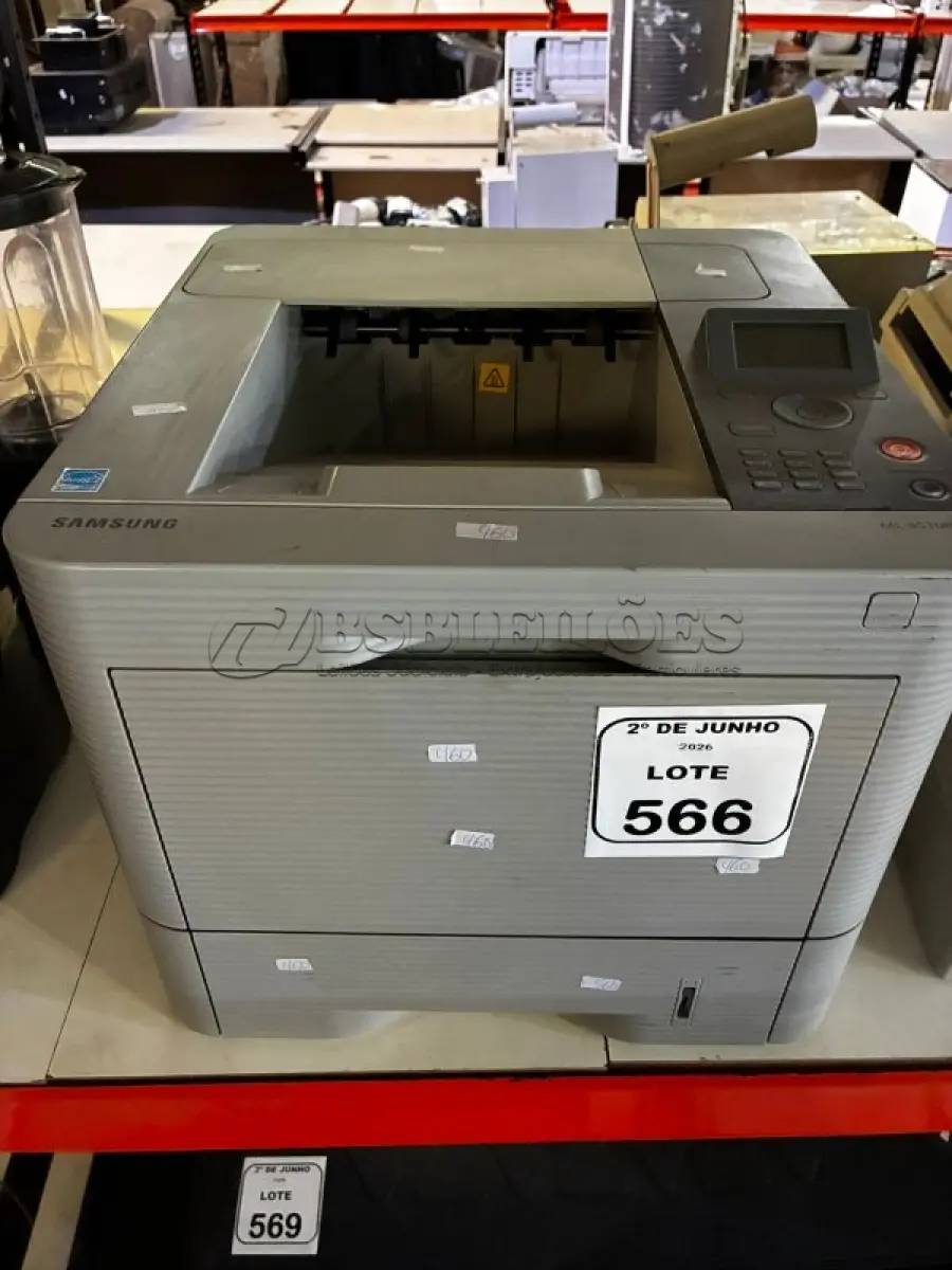 LOTE 566 - 01 IMPRESSORA MODELO ML-4510 ND MARCA SAMSUNG. (NO ESTADO) ATENÇÃO! FAZER A VISITAÇÃO ANTES DE ARREMATAR, NÃO SABEMOS SE FUNCIONA, LEILÃO NÃO TEM GARANTIA E NEM DEVOLUÇÃO, SUJEITO A POSSÍVEIS AVARIAS VISÍVEIS/OCULTAS E/OU AUSÊNCIA DE COMPONENTES.