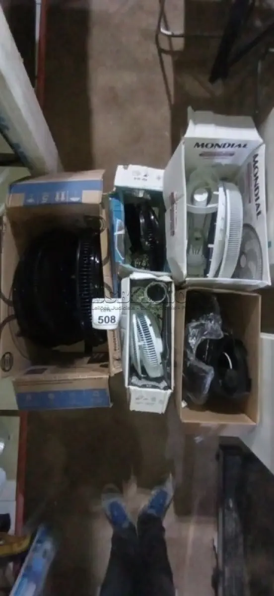 LOTE 508 - 05 VENTILADORES 220V MARCA MONDIAL DESMONTADOS. (NO ESTADO) ATENÇÃO! FAZER A VISITAÇÃO ANTES DE ARREMATAR, NÃO SABEMOS SE FUNCIONA, LEILÃO NÃO TEM GARANTIA E NEM DEVOLUÇÃO, SUJEITO A POSSÍVEIS AVARIAS VISÍVEIS/OCULTAS E/OU AUSÊNCIA DE COMPONENTES.