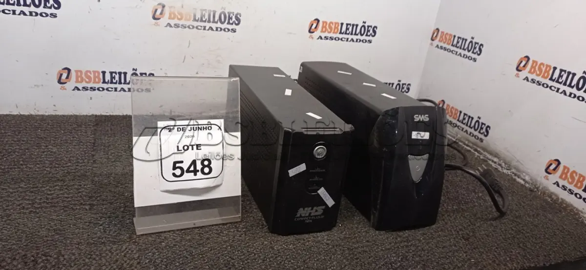 LOTE 548 - 02 NOBREAKS DE 1.400VA MARACAS NHS E SMS. (NO ESTADO) ATENÇÃO! FAZER A VISITAÇÃO ANTES DE ARREMATAR, NÃO SABEMOS SE FUNCIONA, LEILÃO NÃO TEM GARANTIA E NEM DEVOLUÇÃO, SUJEITO A POSSÍVEIS AVARIAS VISÍVEIS/OCULTAS E/OU AUSÊNCIA DE COMPONENTES.