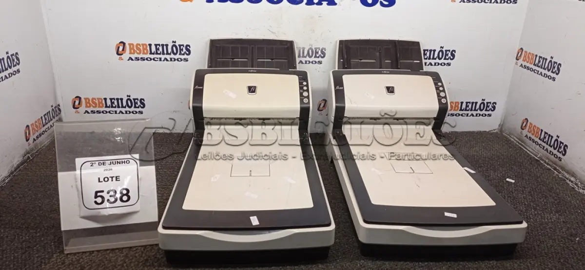 LOTE 538 - 02 SCANNERS MARCA FUJITSU. (NO ESTADO) ATENÇÃO! FAZER A VISITAÇÃO ANTES DE ARREMATAR, NÃO SABEMOS SE FUNCIONA, LEILÃO NÃO TEM GARANTIA E NEM DEVOLUÇÃO, SUJEITO A POSSÍVEIS AVARIAS VISÍVEIS/OCULTAS E/OU AUSÊNCIA DE COMPONENTES.