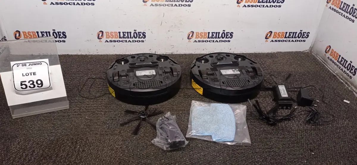 LOTE 539 - 02 ASPIRADORES ROBÔ MARCA MONDIAL. (NO ESTADO) ATENÇÃO! FAZER A VISITAÇÃO ANTES DE ARREMATAR, NÃO SABEMOS SE FUNCIONA, LEILÃO NÃO TEM GARANTIA E NEM DEVOLUÇÃO, SUJEITO A POSSÍVEIS AVARIAS VISÍVEIS/OCULTAS E/OU AUSÊNCIA DE COMPONENTES.