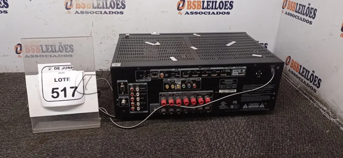 LOTE 517 - 01 RECEIVER MODELO AVR-2112CI SERIE IN-COMMAND MARCA DENON. (NO ESTADO) ATENÇÃO! FAZER A VISITAÇÃO ANTES DE ARREMATAR, NÃO SABEMOS SE FUNCIONA, LEILÃO NÃO TEM GARANTIA E NEM DEVOLUÇÃO, SUJEITO A POSSÍVEIS AVARIAS VISÍVEIS/OCULTAS E/OU AUSÊNCIA DE COMPONENTES.