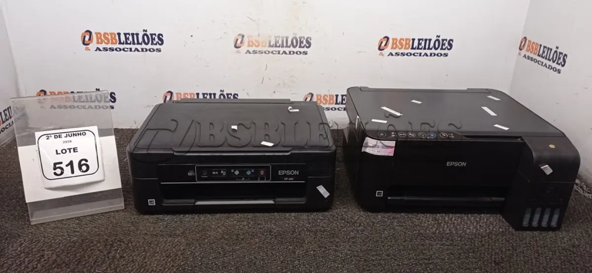 LOTE 516 - 01 IMPRESSORA MODELO L3150 MARCA EPSON E 01 IMPRESSORA MODELO XP 241 MARCA EPSON. (NO ESTADO) ATENÇÃO! FAZER A VISITAÇÃO ANTES DE ARREMATAR, NÃO SABEMOS SE FUNCIONA, LEILÃO NÃO TEM GARANTIA E NEM DEVOLUÇÃO, SUJEITO A POSSÍVEIS AVARIAS VISÍVEIS/OCULTAS E/OU AUSÊNCIA DE COMPONENTES.