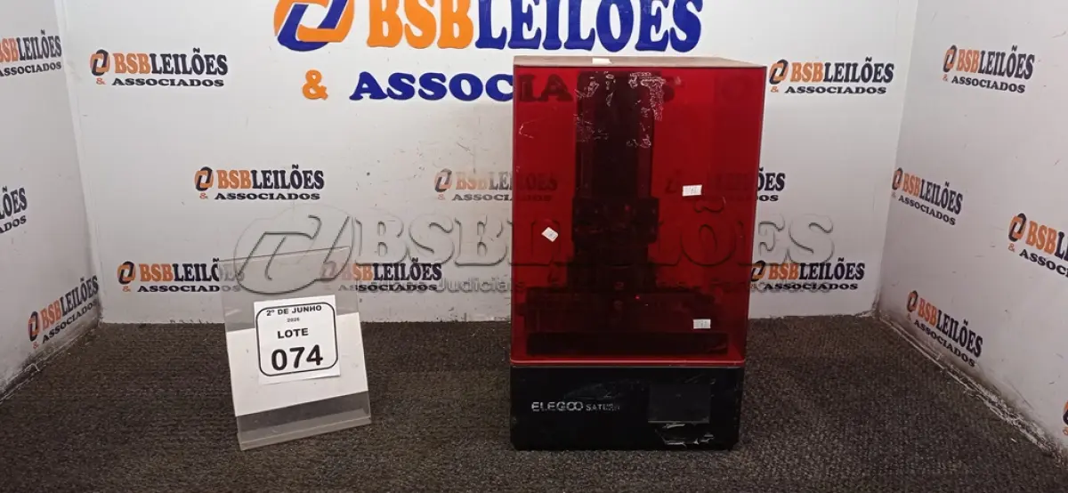 LOTE 074 - 01 IMPRESSORA 3D MODELO SATURN MARCA ELEGOO. (NO ESTADO) ATENÇÃO! FAZER A VISITAÇÃO ANTES DE ARREMATAR, NÃO SABEMOS SE FUNCIONA, LEILÃO NÃO TEM GARANTIA E NEM DEVOLUÇÃO, SUJEITO A POSSÍVEIS AVARIAS VISÍVEIS/OCULTAS E/OU AUSÊNCIA DE COMPONENTES.