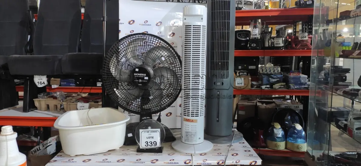 LOTE 339 - 01 FOOT SPA MODELO 66001 120V E 03 VENTILADORES DE MARCAS E MODELOS DIVERSOS. (NO ESTADO) ATENÇÃO! FAZER A VISITAÇÃO ANTES DE ARREMATAR, NÃO SABEMOS SE FUNCIONA, LEILÃO NÃO TEM GARANTIA E NEM DEVOLUÇÃO, SUJEITO A POSSÍVEIS AVARIAS VISÍVEIS/OCULTAS E/OU AUSÊNCIA DE COMPONENTES.