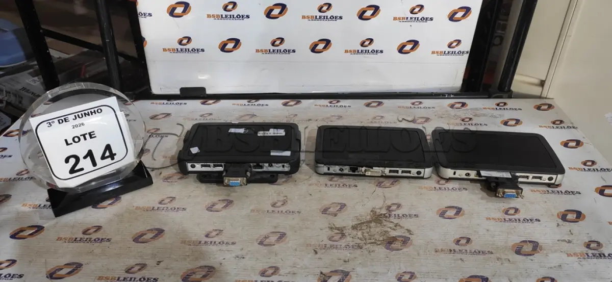 LOTE 214 - 03 MINIS PC MODELO WYSE MARCA DELL. (NO ESTADO) ATENÇÃO! FAZER A VISITAÇÃO ANTES DE ARREMATAR, NÃO SABEMOS SE FUNCIONA, LEILÃO NÃO TEM GARANTIA E NEM DEVOLUÇÃO, SUJEITO A POSSÍVEIS AVARIAS VISÍVEIS/OCULTAS E/OU AUSÊNCIA DE COMPONENTES.