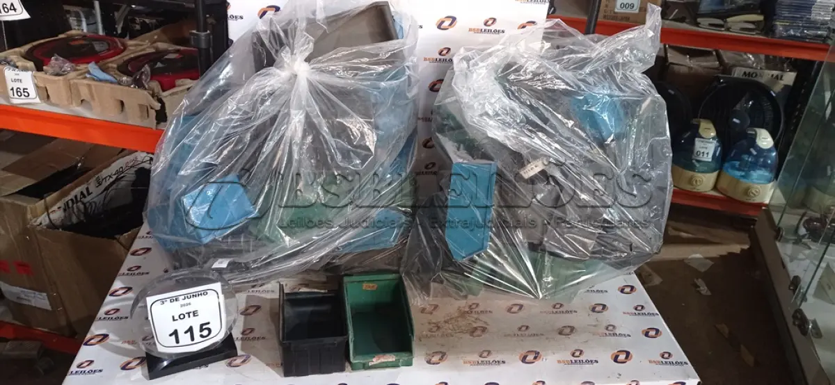 LOTE 115 - 01 LOTE COM GRANDE QUANTIDADE DE CAIXAS DE PLÁSTICO ORGANIZADORAS DE PARAFUSOS. (NO ESTADO) ATENÇÃO! FAZER A VISITAÇÃO ANTES DE ARREMATAR, NÃO SABEMOS SE FUNCIONA, LEILÃO NÃO TEM GARANTIA E NEM DEVOLUÇÃO, SUJEITO A POSSÍVEIS AVARIAS VISÍVEIS/OCULTAS E/OU AUSÊNCIA DE COMPONENTES.