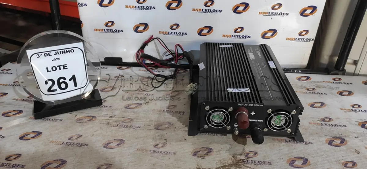 LOTE 261 - 01 INVERSOR DE POTÊNCIA VEICULAR DE 1500W. (NO ESTADO) ATENÇÃO! FAZER A VISITAÇÃO ANTES DE ARREMATAR, NÃO SABEMOS SE FUNCIONA, LEILÃO NÃO TEM GARANTIA E NEM DEVOLUÇÃO, SUJEITO A POSSÍVEIS AVARIAS VISÍVEIS/OCULTAS E/OU AUSÊNCIA DE COMPONENTES.