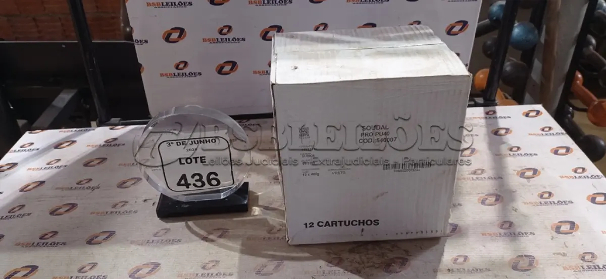 LOTE 436 - 01 CAIXA COM 12 PU 40 ADESIVO/SELANTES DE 230ML MARCA PRO. (NO ESTADO) ATENÇÃO! FAZER A VISITAÇÃO ANTES DE ARREMATAR, NÃO SABEMOS SE FUNCIONA, LEILÃO NÃO TEM GARANTIA E NEM DEVOLUÇÃO, SUJEITO A POSSÍVEIS AVARIAS VISÍVEIS/OCULTAS E/OU AUSÊNCIA DE COMPONENTES.