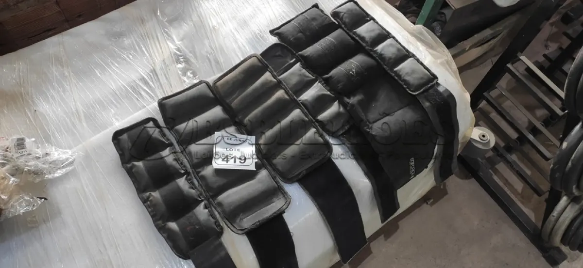 LOTE 419 - 03 PARES DE CANELEIRA DE PESO. (NO ESTADO) ATENÇÃO! FAZER A VISITAÇÃO ANTES DE ARREMATAR, NÃO SABEMOS SE FUNCIONA, LEILÃO NÃO TEM GARANTIA E NEM DEVOLUÇÃO, SUJEITO A POSSÍVEIS AVARIAS VISÍVEIS/OCULTAS E/OU AUSÊNCIA DE COMPONENTES.