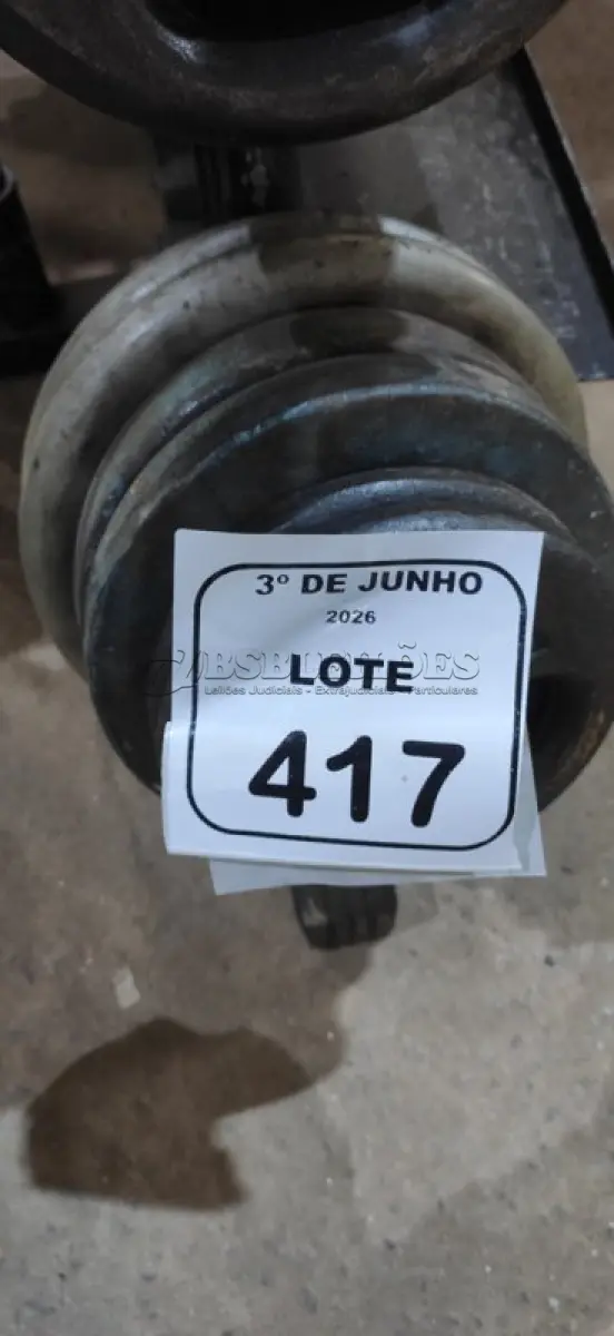 LOTE 417 - 04 ANILHAS DE 5KG E 02 ANILHAS DE 2KG. (NO ESTADO) ATENÇÃO! FAZER A VISITAÇÃO ANTES DE ARREMATAR, NÃO SABEMOS SE FUNCIONA, LEILÃO NÃO TEM GARANTIA E NEM DEVOLUÇÃO, SUJEITO A POSSÍVEIS AVARIAS VISÍVEIS/OCULTAS E/OU AUSÊNCIA DE COMPONENTES.