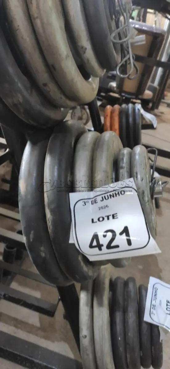 LOTE 421 - 02 ANILHAS DE 10KG, 02 ANILHAS DE 5KG E 02 ANILHAS DE 2KG. (NO ESTADO) ATENÇÃO! FAZER A VISITAÇÃO ANTES DE ARREMATAR, NÃO SABEMOS SE FUNCIONA, LEILÃO NÃO TEM GARANTIA E NEM DEVOLUÇÃO, SUJEITO A POSSÍVEIS AVARIAS VISÍVEIS/OCULTAS E/OU AUSÊNCIA DE COMPONENTES.