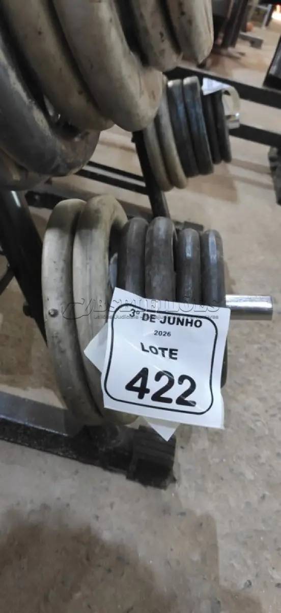 LOTE 422 - 02 ANILHAS DE 5KG, 02 ANILHAS DE 3KG E 02 ANILHAS DE 2KG. (NO ESTADO) ATENÇÃO! FAZER A VISITAÇÃO ANTES DE ARREMATAR, NÃO SABEMOS SE FUNCIONA, LEILÃO NÃO TEM GARANTIA E NEM DEVOLUÇÃO, SUJEITO A POSSÍVEIS AVARIAS VISÍVEIS/OCULTAS E/OU AUSÊNCIA DE COMPONENTES.