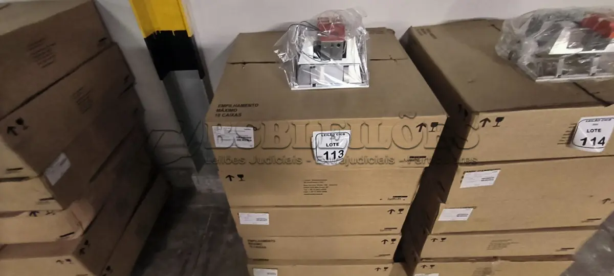 LOTE 113 - 05 CAIXAS COM 04 LUMINÁRIAS COM REATORES ELETRÔNICOS. (NO ESTADO) ATENÇÃO! FAZER A VISITAÇÃO ANTES DE ARREMATAR, NÃO SABEMOS SE FUNCIONA, LEILÃO NÃO TEM GARANTIA E NEM DEVOLUÇÃO, SUJEITO A POSSÍVEIS AVARIAS VISÍVEIS/OCULTAS E/OU AUSÊNCIA DE COMPONENTES.