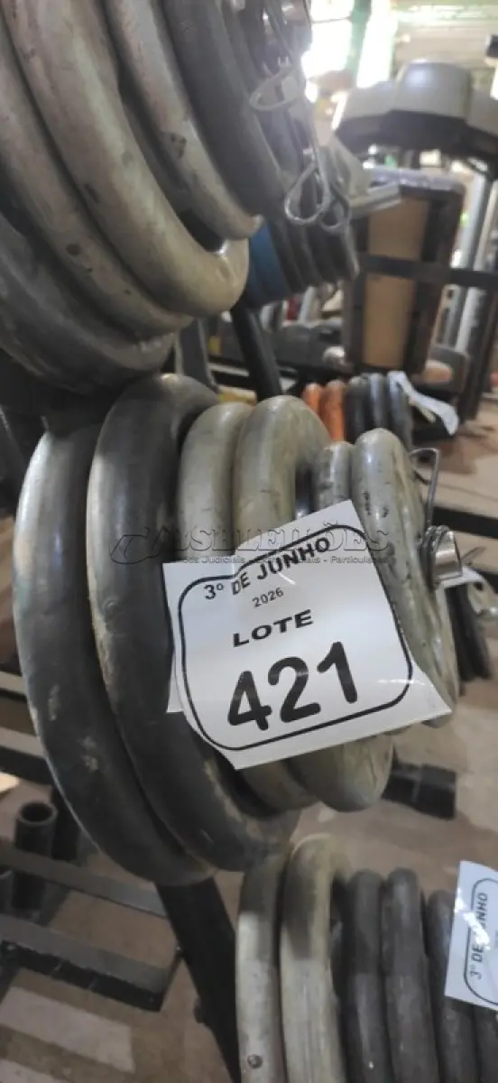 LOTE 421 - 02 ANILHAS DE 10KG, 02 ANILHAS DE 5KG E 02 ANILHAS DE 2KG. (NO ESTADO) ATENÇÃO! FAZER A VISITAÇÃO ANTES DE ARREMATAR, NÃO SABEMOS SE FUNCIONA, LEILÃO NÃO TEM GARANTIA E NEM DEVOLUÇÃO, SUJEITO A POSSÍVEIS AVARIAS VISÍVEIS/OCULTAS E/OU AUSÊNCIA DE COMPONENTES.