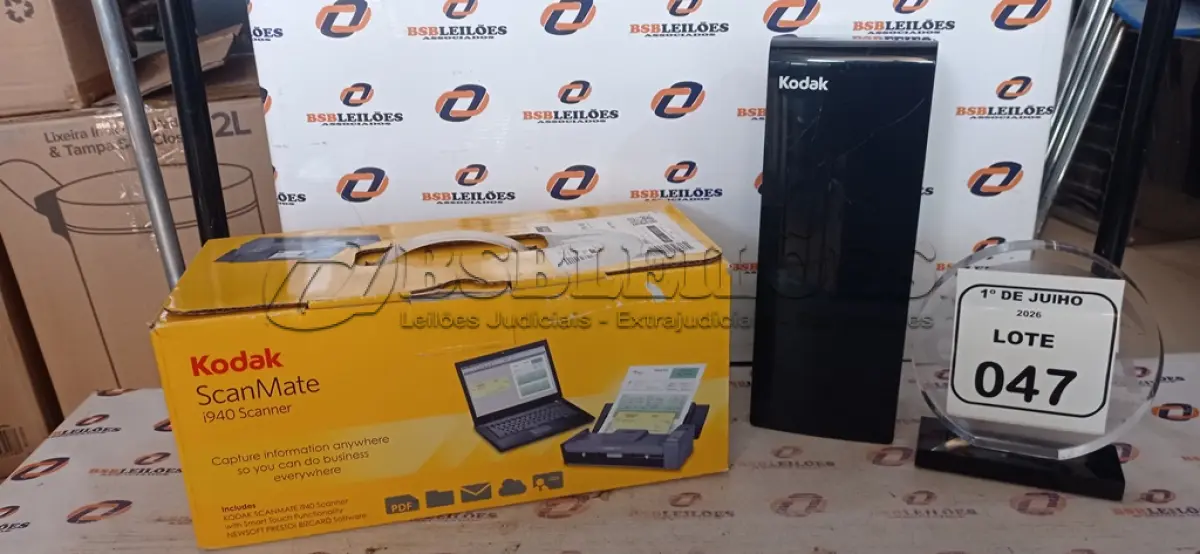 LOTE 047 - 01 SCANNER MODELO SCANMATE I940 MARCA KODAK. (NO ESTADO) ATENÇÃO! FAZER A VISITAÇÃO ANTES DE ARREMATAR, NÃO SABEMOS SE FUNCIONA, LEILÃO NÃO TEM GARANTIA E NEM DEVOLUÇÃO, SUJEITO A POSSÍVEIS AVARIAS VISÍVEIS/OCULTAS E/OU AUSÊNCIA DE COMPONENTES.