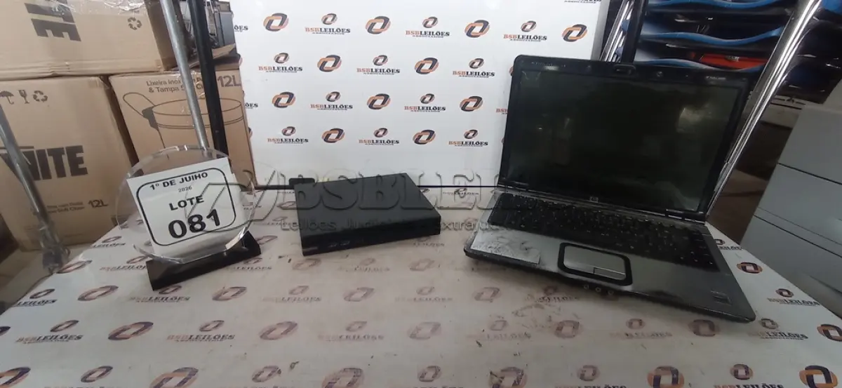 LOTE 081 - 01 MINI PC MARCA DATEN E 01 NOTEBOOK MARCA HP PARA RETIRADA DE PEÇAS. (NO ESTADO) ATENÇÃO! FAZER A VISITAÇÃO ANTES DE ARREMATAR, NÃO SABEMOS SE FUNCIONA, LEILÃO NÃO TEM GARANTIA E NEM DEVOLUÇÃO, SUJEITO A POSSÍVEIS AVARIAS VISÍVEIS/OCULTAS E/OU AUSÊNCIA DE COMPONENTES.