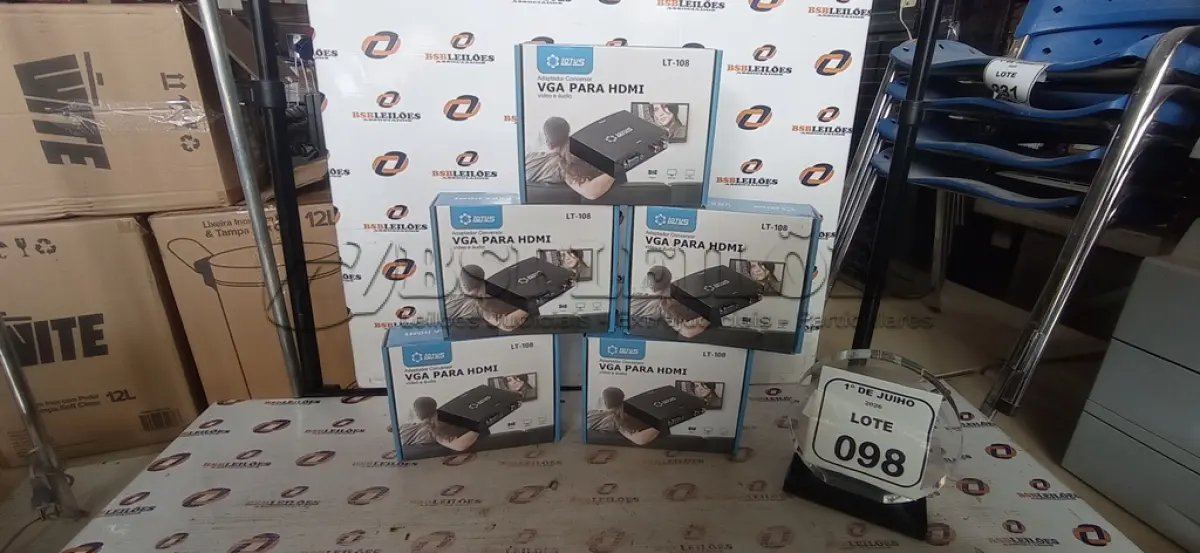 LOTE 098 - 05 ADAPTADORES CONVERSOR VGA PARA HDMI MARCA LOTUS. (NO ESTADO) ATENÇÃO! FAZER A VISITAÇÃO ANTES DE ARREMATAR, NÃO SABEMOS SE FUNCIONA, LEILÃO NÃO TEM GARANTIA E NEM DEVOLUÇÃO, SUJEITO A POSSÍVEIS AVARIAS VISÍVEIS/OCULTAS E/OU AUSÊNCIA DE COMPONENTES.