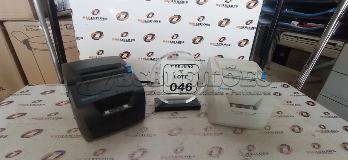 LOTE 046 - 02 IMPRESSORAS DE CUPOM MARCA DIEBOLD SEM FONTE. (NO ESTADO) ATENÇÃO! FAZER A VISITAÇÃO ANTES DE ARREMATAR, NÃO SABEMOS SE FUNCIONA, LEILÃO NÃO TEM GARANTIA E NEM DEVOLUÇÃO, SUJEITO A POSSÍVEIS AVARIAS VISÍVEIS/OCULTAS E/OU AUSÊNCIA DE COMPONENTES.