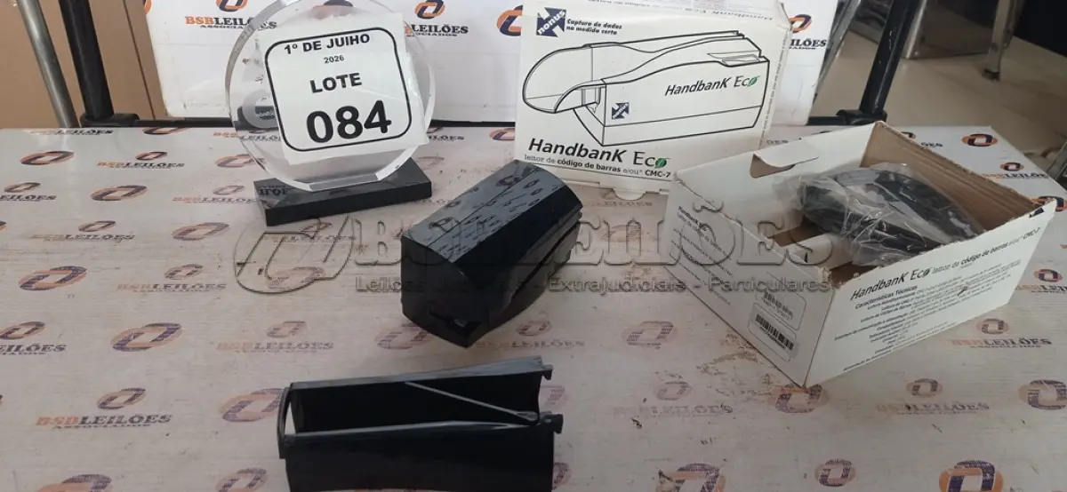 LOTE 084 - 02 LEITORES SEMI AUTOMÁTICOS PARA CHEQUES E CÓDIGO DE BARRAS MARCA HANDBANK. (NO ESTADO) ATENÇÃO! FAZER A VISITAÇÃO ANTES DE ARREMATAR, NÃO SABEMOS SE FUNCIONA, LEILÃO NÃO TEM GARANTIA E NEM DEVOLUÇÃO, SUJEITO A POSSÍVEIS AVARIAS VISÍVEIS/OCULTAS E/OU AUSÊNCIA DE COMPONENTES.