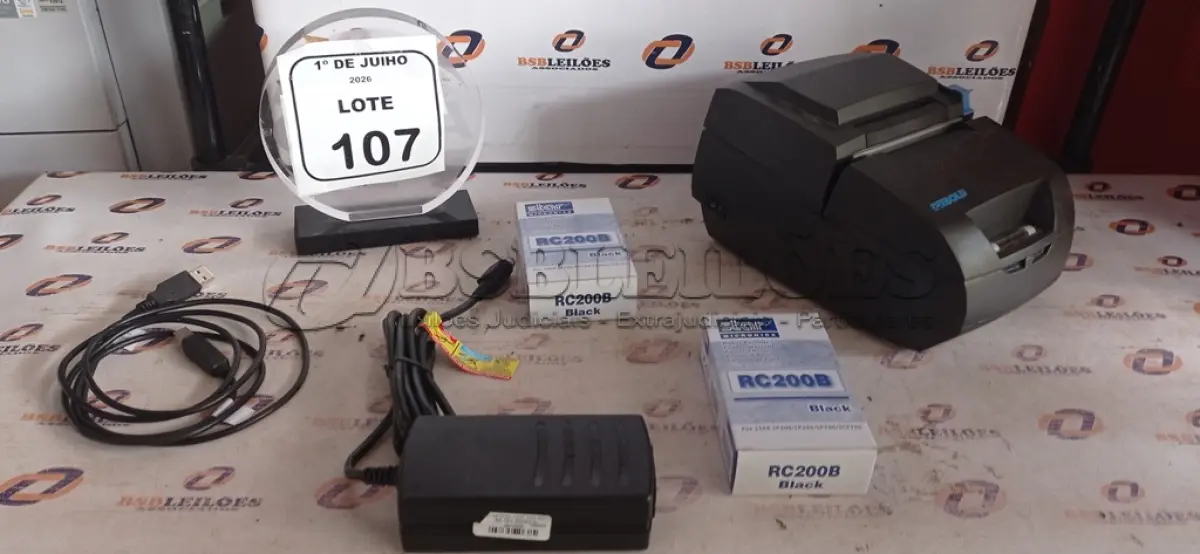 LOTE 107 - 01 IMPRESSORA DE CUPOM MARCA DIEBOLD COM RIBBON E FONTE. (NO ESTADO) ATENÇÃO! FAZER A VISITAÇÃO ANTES DE ARREMATAR, NÃO SABEMOS SE FUNCIONA, LEILÃO NÃO TEM GARANTIA E NEM DEVOLUÇÃO, SUJEITO A POSSÍVEIS AVARIAS VISÍVEIS/OCULTAS E/OU AUSÊNCIA DE COMPONENTES.