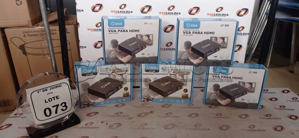 LOTE 073 - 05 ADAPTADORES CONVERSOR VGA PARA HDMI MARCA LOTUS. (NO ESTADO) ATENÇÃO! FAZER A VISITAÇÃO ANTES DE ARREMATAR, NÃO SABEMOS SE FUNCIONA, LEILÃO NÃO TEM GARANTIA E NEM DEVOLUÇÃO, SUJEITO A POSSÍVEIS AVARIAS VISÍVEIS/OCULTAS E/OU AUSÊNCIA DE COMPONENTES.