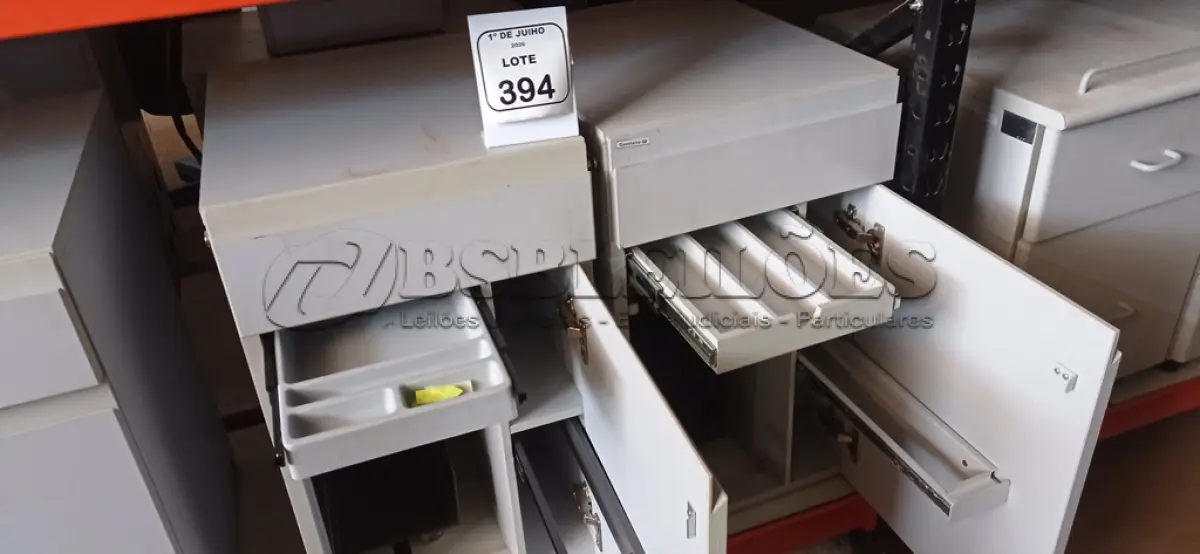 LOTE 394 - 02 ARMÁRIOS PARA CPU COM 01 PORTA E 01 GAVETA. (NO ESTADO) ATENÇÃO! FAZER A VISITAÇÃO ANTES DE ARREMATAR, NÃO SABEMOS SE FUNCIONA, LEILÃO NÃO TEM GARANTIA E NEM DEVOLUÇÃO, SUJEITO A POSSÍVEIS AVARIAS VISÍVEIS/OCULTAS E/OU AUSÊNCIA DE COMPONENTES.