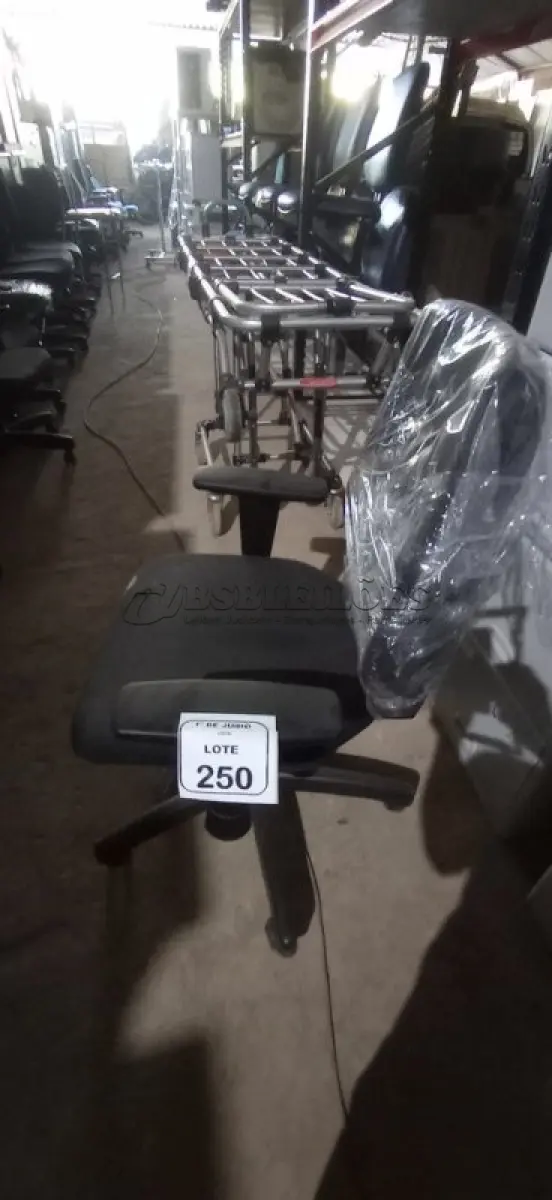 LOTE 250 - 01 CADEIRA DE ESCRITÓRIO GIRATÓRIA. (NO ESTADO) ATENÇÃO! FAZER A VISITAÇÃO ANTES DE ARREMATAR, NÃO SABEMOS SE FUNCIONA, LEILÃO NÃO TEM GARANTIA E NEM DEVOLUÇÃO, SUJEITO A POSSÍVEIS AVARIAS VISÍVEIS/OCULTAS E/OU AUSÊNCIA DE COMPONENTES.