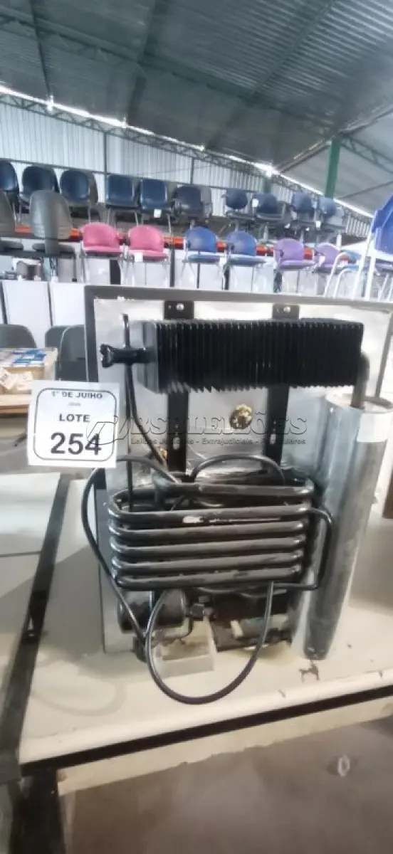 LOTE 254 - 01 FRIGOBAR 220V MARCA ELECTROLUX. (NO ESTADO) ATENÇÃO! FAZER A VISITAÇÃO ANTES DE ARREMATAR, NÃO SABEMOS SE FUNCIONA, LEILÃO NÃO TEM GARANTIA E NEM DEVOLUÇÃO, SUJEITO A POSSÍVEIS AVARIAS VISÍVEIS/OCULTAS E/OU AUSÊNCIA DE COMPONENTES.
