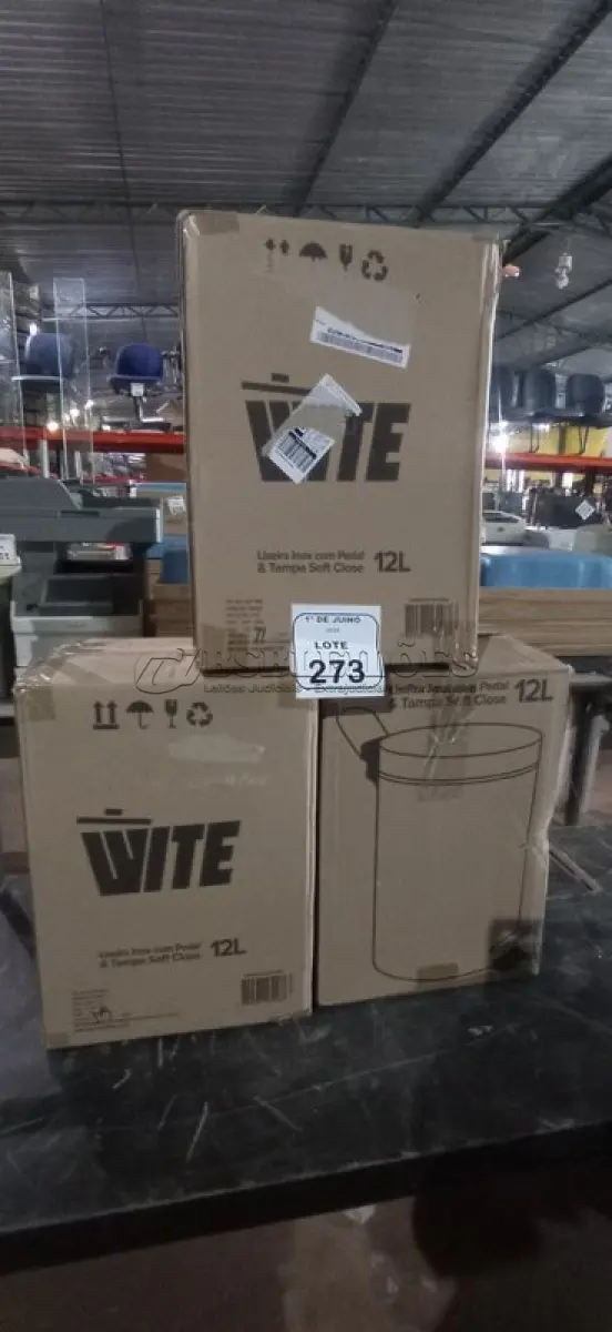 LOTE 273 - 03 LIXEIRAS EM INOX COM PEDAL SEM TAMPA. (NO ESTADO) ATENÇÃO! FAZER A VISITAÇÃO ANTES DE ARREMATAR, NÃO SABEMOS SE FUNCIONA, LEILÃO NÃO TEM GARANTIA E NEM DEVOLUÇÃO, SUJEITO A POSSÍVEIS AVARIAS VISÍVEIS/OCULTAS E/OU AUSÊNCIA DE COMPONENTES.