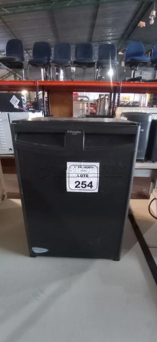 LOTE 254 - 01 FRIGOBAR 220V MARCA ELECTROLUX. (NO ESTADO) ATENÇÃO! FAZER A VISITAÇÃO ANTES DE ARREMATAR, NÃO SABEMOS SE FUNCIONA, LEILÃO NÃO TEM GARANTIA E NEM DEVOLUÇÃO, SUJEITO A POSSÍVEIS AVARIAS VISÍVEIS/OCULTAS E/OU AUSÊNCIA DE COMPONENTES.