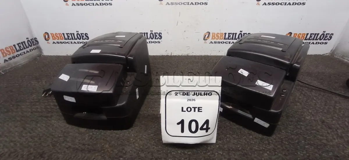 LOTE 104 - 02 IMPRESSORAS TÉRMICAS. (NO ESTADO) ATENÇÃO! FAZER A VISITAÇÃO ANTES DE ARREMATAR, NÃO SABEMOS SE FUNCIONA, LEILÃO NÃO TEM GARANTIA E NEM DEVOLUÇÃO, SUJEITO A POSSÍVEIS AVARIAS VISÍVEIS/OCULTAS E/OU AUSÊNCIA DE COMPONENTES.
