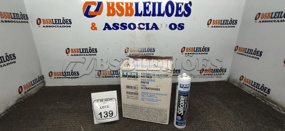 LOTE 139 - 12 BISNAGAS DE ADESIVO SILICONE PRETO 280G CADA MARCA TEK BOND. (NO ESTADO) ATENÇÃO! FAZER A VISITAÇÃO ANTES DE ARREMATAR, NÃO SABEMOS SE FUNCIONA, LEILÃO NÃO TEM GARANTIA E NEM DEVOLUÇÃO, SUJEITO A POSSÍVEIS AVARIAS VISÍVEIS/OCULTAS E/OU AUSÊNCIA DE COMPONENTES.