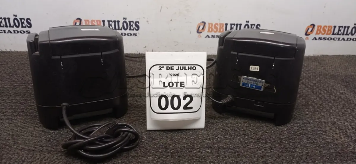 LOTE 002 - 02 IMPRESSORAS TÉRMICAS. (NO ESTADO) ATENÇÃO! FAZER A VISITAÇÃO ANTES DE ARREMATAR, NÃO SABEMOS SE FUNCIONA, LEILÃO NÃO TEM GARANTIA E NEM DEVOLUÇÃO, SUJEITO A POSSÍVEIS AVARIAS VISÍVEIS/OCULTAS E/OU AUSÊNCIA DE COMPONENTES.