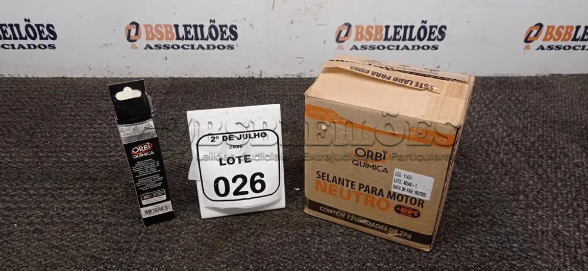LOTE 026 - 12 BISNAGAS DE ADESIVO DE SILICONE NEUTRO PARA MOTOR DE 70G MARCA ORBI QUÍMICA. (NO ESTADO) ATENÇÃO! FAZER A VISITAÇÃO ANTES DE ARREMATAR, NÃO SABEMOS SE FUNCIONA, LEILÃO NÃO TEM GARANTIA E NEM DEVOLUÇÃO, SUJEITO A POSSÍVEIS AVARIAS VISÍVEIS/OCULTAS E/OU AUSÊNCIA DE COMPONENTES.