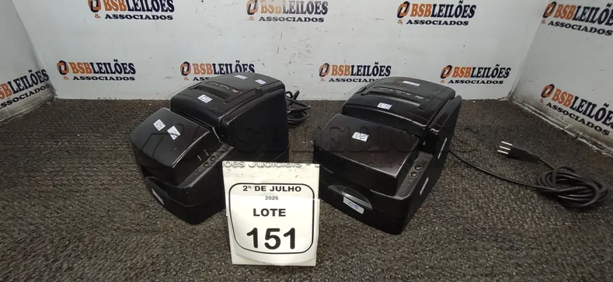 LOTE 151 - 02 IMPRESSORAS TÉRMICAS. (NO ESTADO) ATENÇÃO! FAZER A VISITAÇÃO ANTES DE ARREMATAR, NÃO SABEMOS SE FUNCIONA, LEILÃO NÃO TEM GARANTIA E NEM DEVOLUÇÃO, SUJEITO A POSSÍVEIS AVARIAS VISÍVEIS/OCULTAS E/OU AUSÊNCIA DE COMPONENTES.